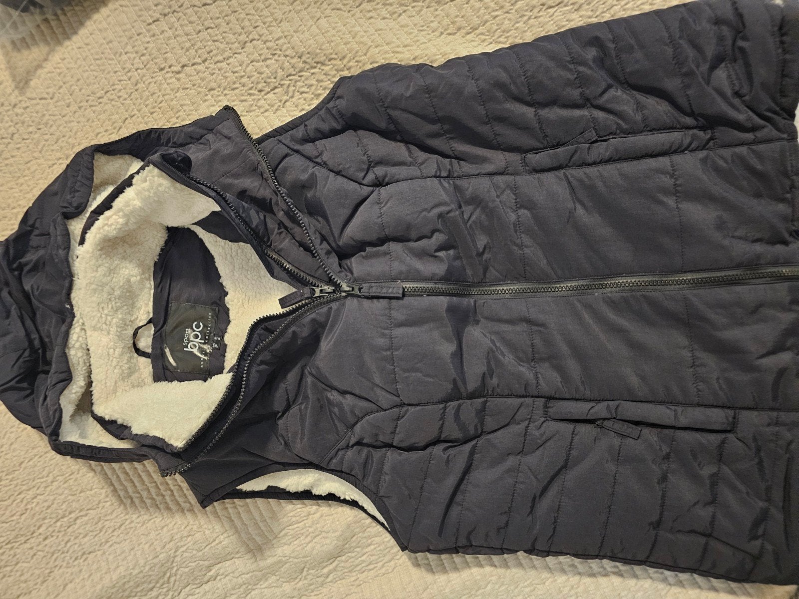 Donkerblauwe bodywarmer met teddy voering - BPC, Kleding | Dames, Blauw, Maat 42/44 (L), Ophalen of Verzenden, Zo goed als nieuw