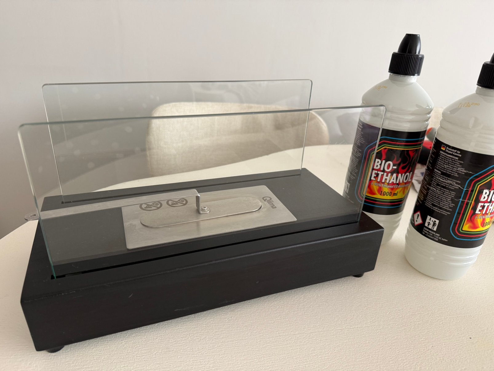 Decoratieve ethanol sfeerhaard zwart, Huis en Inrichting, Ophalen, Zo goed als nieuw, Vrijstaande haard, Overige soorten
