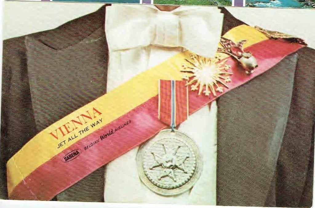 Belgie Sabena Luchtvaartmij Medaille, Trein, Oostenrijk >USA, Verzenden, 1960 tot 1980, Gelopen, Overige thema's
