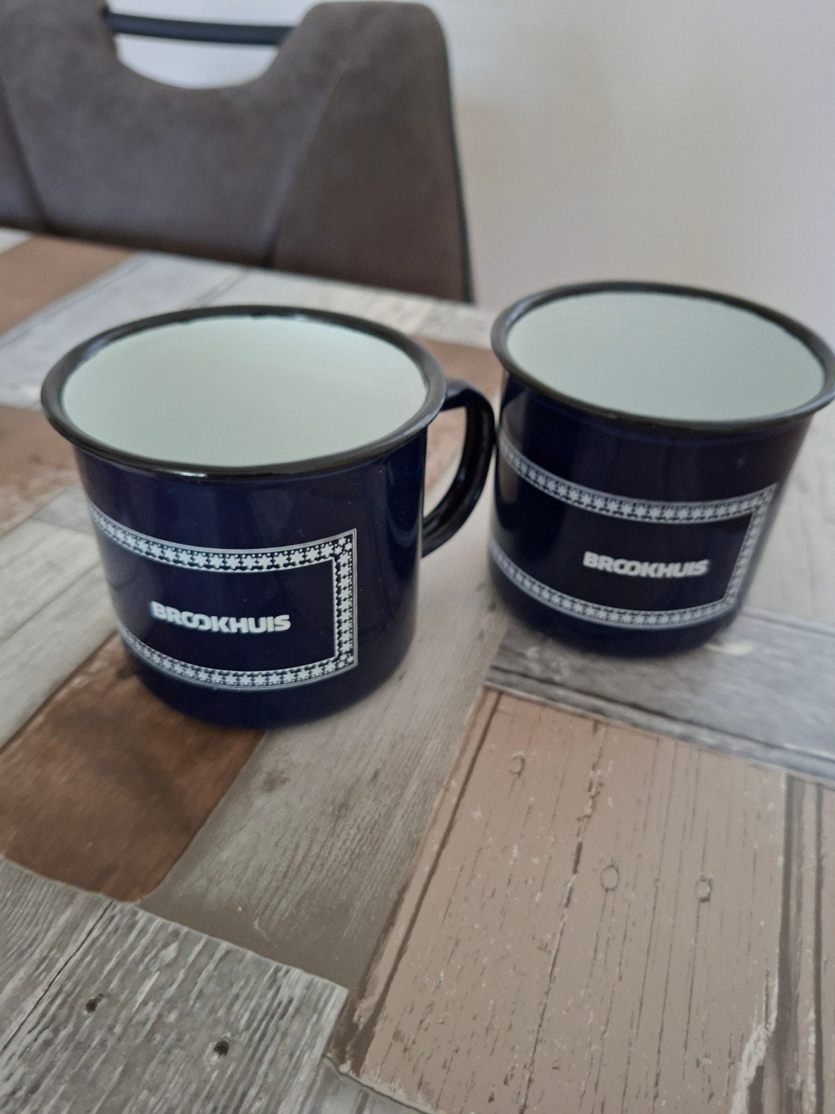 2 nieuwe Brookhuis emaille mokken, Ophalen of Verzenden, Nieuw, Metaal, Mok