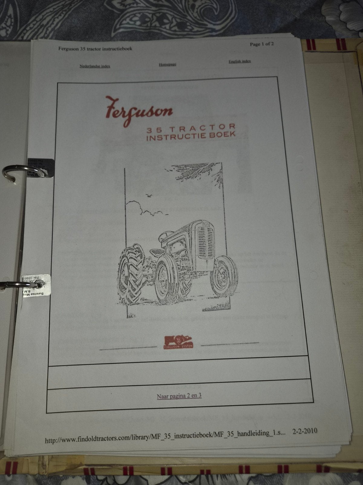 Ferguson 35 instructie boekje., Ophalen of Verzenden