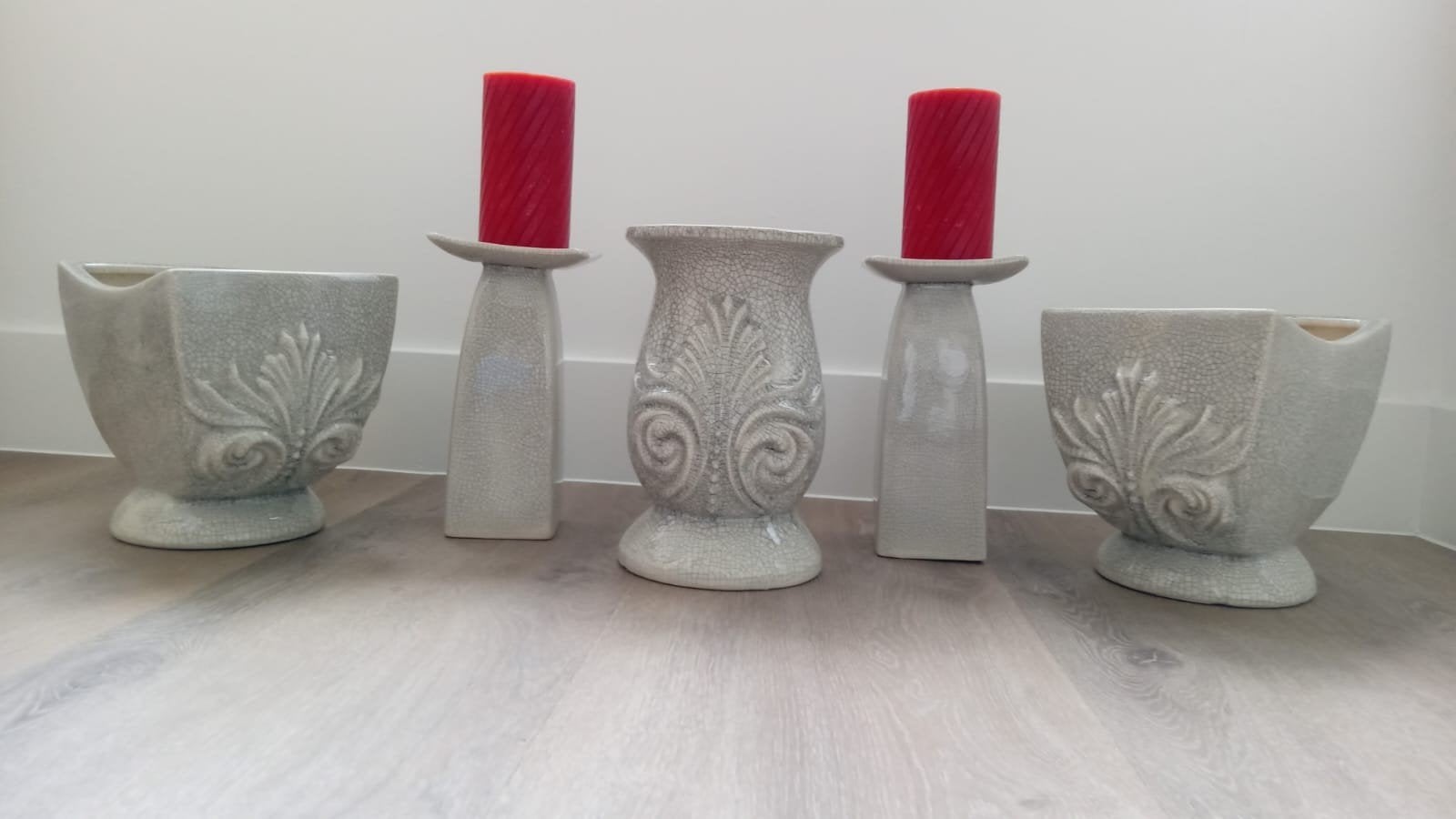 Planten potten en kaarshouder mooie set!, Ophalen, Gebruikt