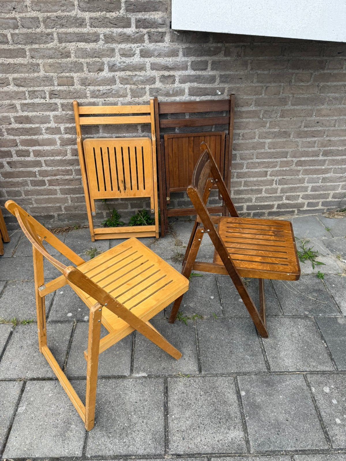 4x vintage hardhouten klapstoel ‘70, Ophalen of Verzenden, Zo goed als nieuw, Vier, Nvt
