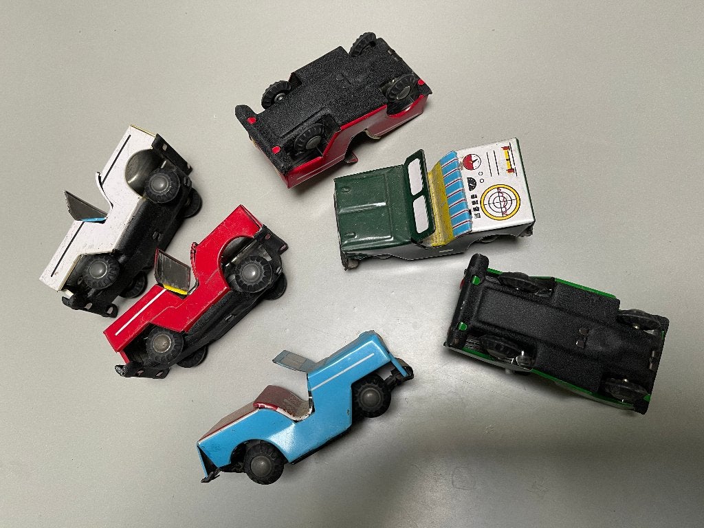 Set van 6 blikken Jeeps Jaren 50/60, Ophalen of Verzenden