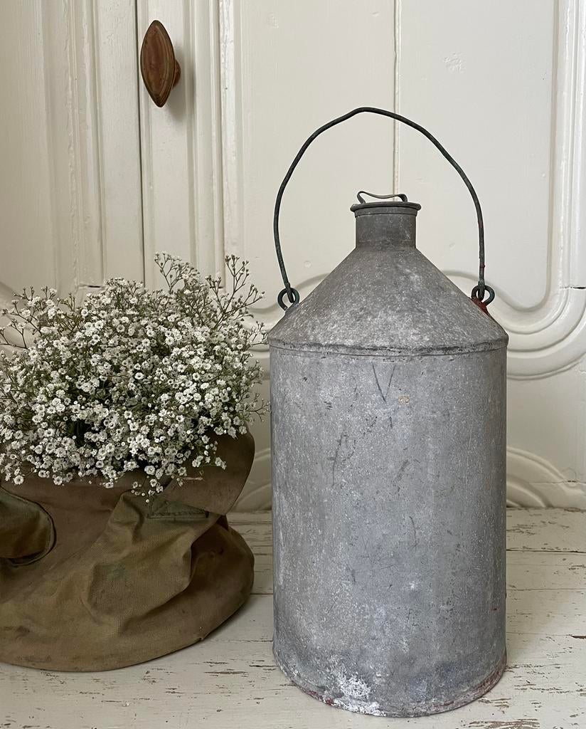 SALE….. brocante oud zinken oliekan met hengsel, Antiek en Kunst, Ophalen of Verzenden