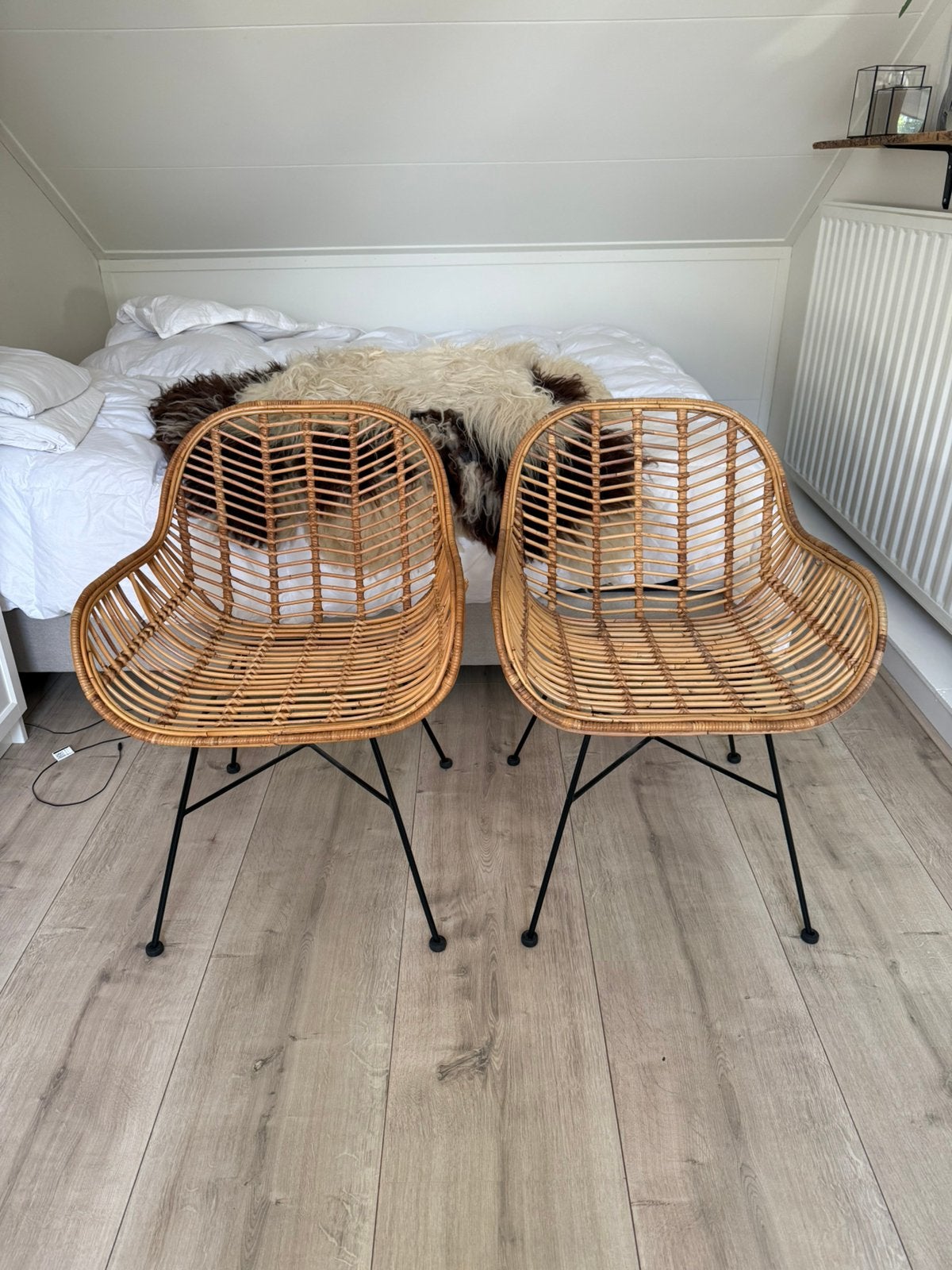 2 Mooie rotan kuipstoelen, Huis en Inrichting, Stoelen, Ophalen, Gebruikt, Twee, Bruin