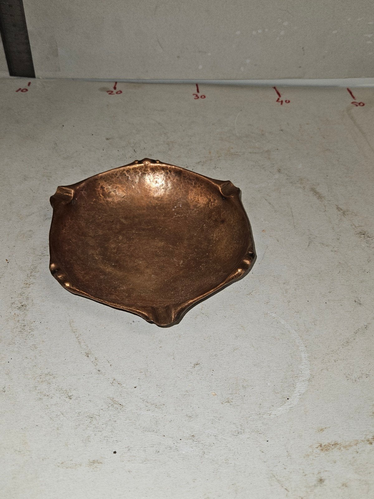 Antieke koperen asbak - 16 cm, Ophalen of Verzenden