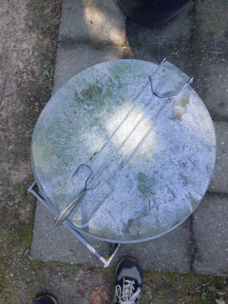 Zinken vuilnisbak, Ophalen, Gebruikt, Zink, Met deksel
