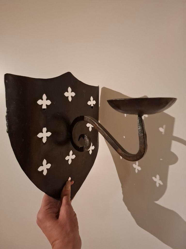 Ijzeren/bronzen wand kandelaar, Ophalen of Verzenden, Koper of Brons