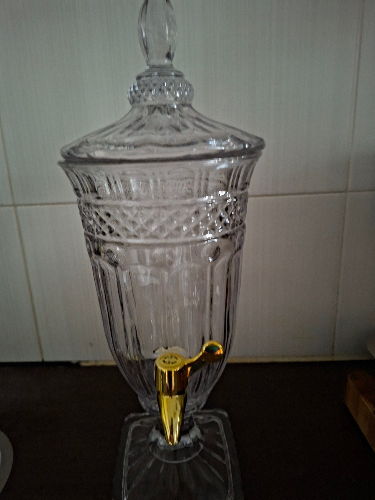 Glazen drankdispenser met kraantje, Ophalen, Met patroon/structuur, Transparant, Glas