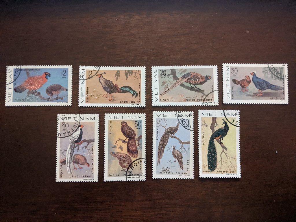 VIETNAM 1978; serie (8) VOGELS, Verzenden, Gestempeld, Dier of Natuur