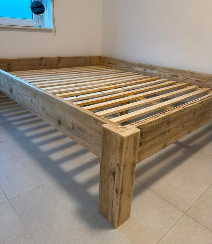 Steigerhouten tweepersoonsbed met lattenbodem, Overige kleuren, Steigerhout, Tweepersoons, Ophalen of Verzenden