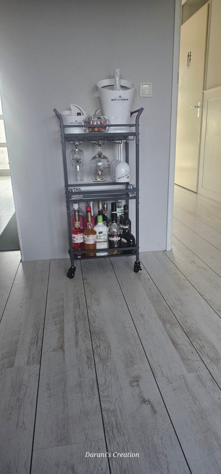 Stijlvolle serveerwagen/barcart op wielen, Ophalen, Gebruikt, Metaal, Industrieel