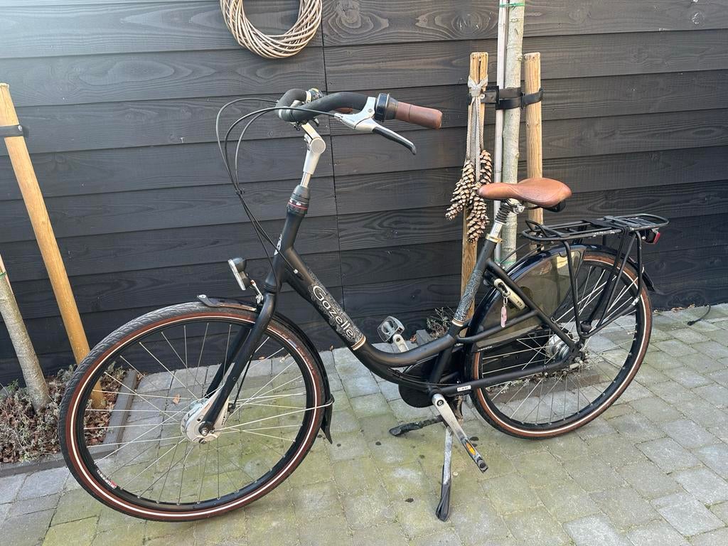 Gazelle Bloom moederfiets zwart, 7 versnellingen, stuurslot, Ophalen, Gebruikt, Dubbele standaard, 56 cm of meer