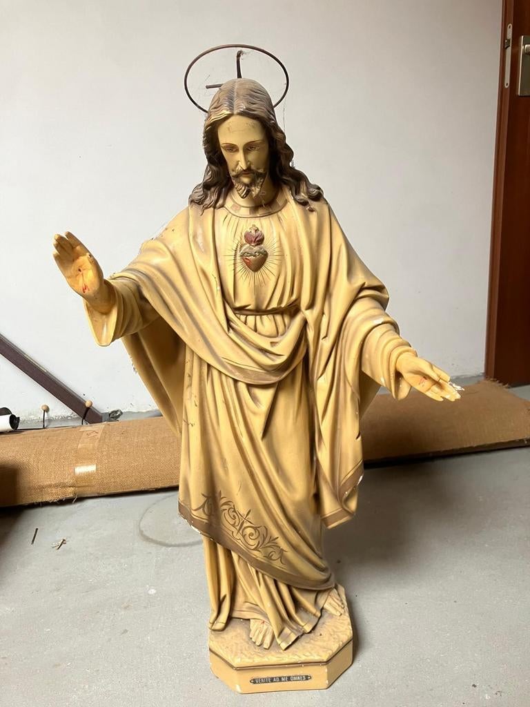Groot Heilig Hart Jezus beeld - Vintage religieus beeld, Antiek en Kunst, Antiek | Religie, Ophalen