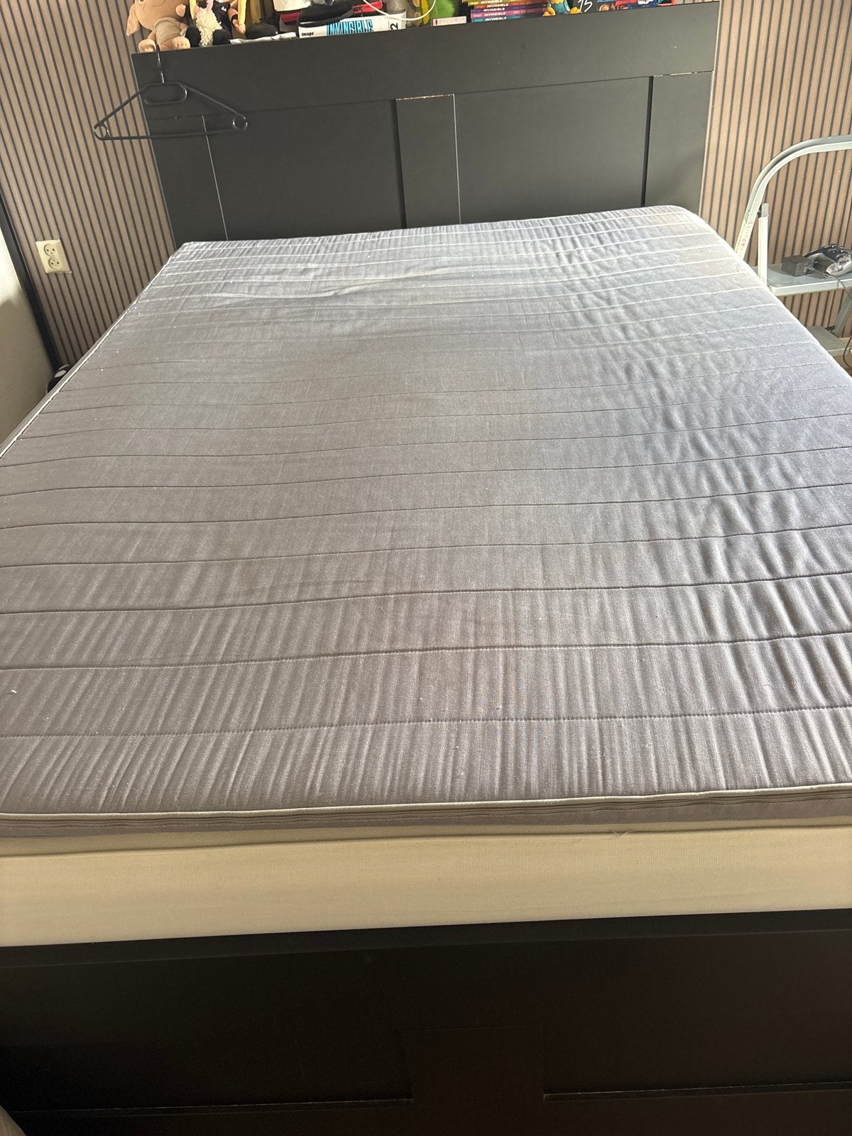 Tweepersoonsbed met opbergruimte en matras ikea, Ophalen, Gebruikt, Zwart, Tweepersoons