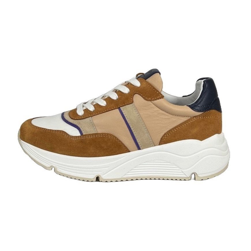 AQA maat 38 lerensneaker beige/bruin/wit - gratis verzenden, Verzenden, AQA, Beige, Info@aqa-shoes.nl