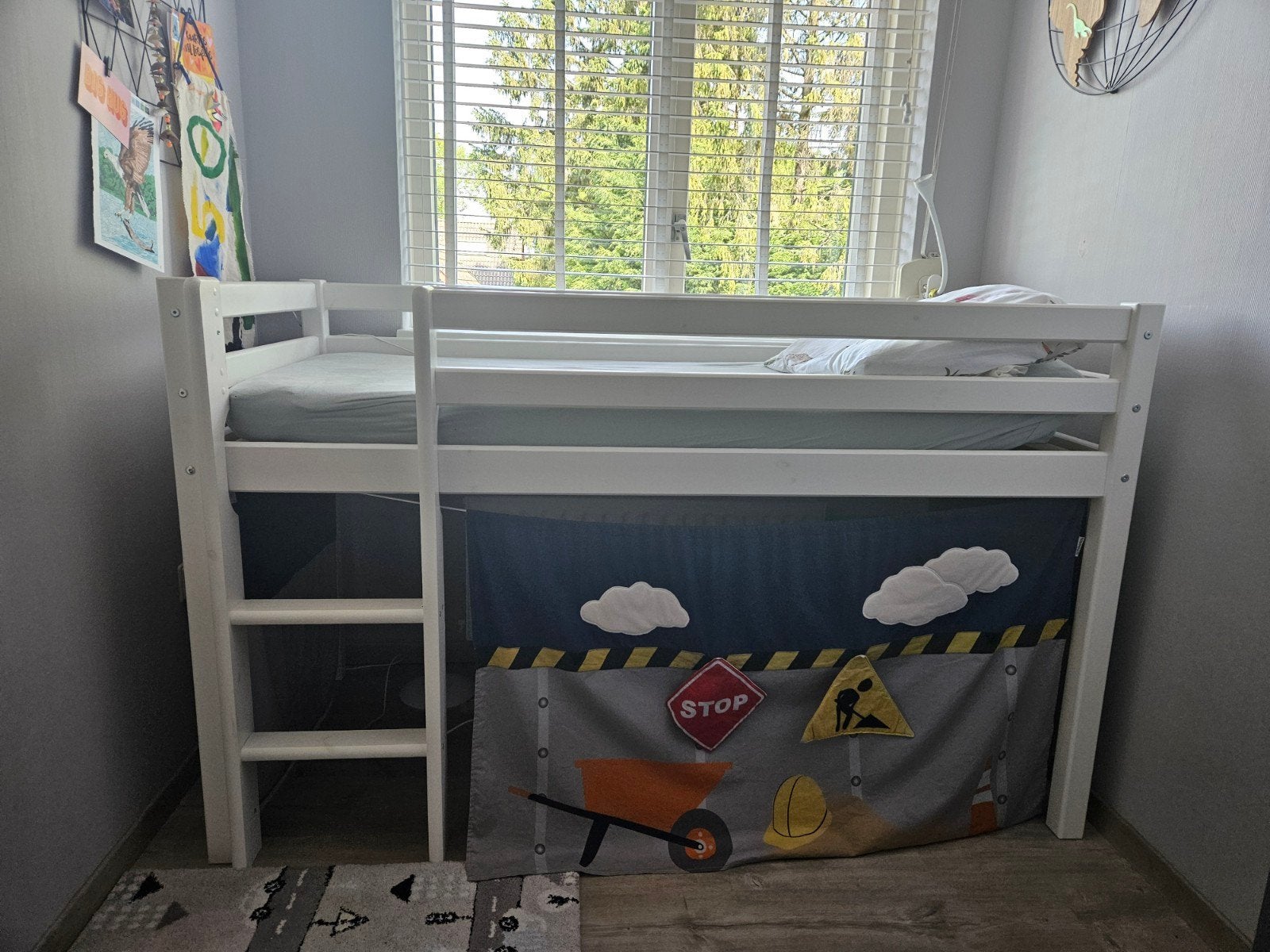 Halfhoogslaper wit met ladder - 165x76x105 cm, Ophalen, Gebruikt, Minder dan 160 cm, 190 cm of minder