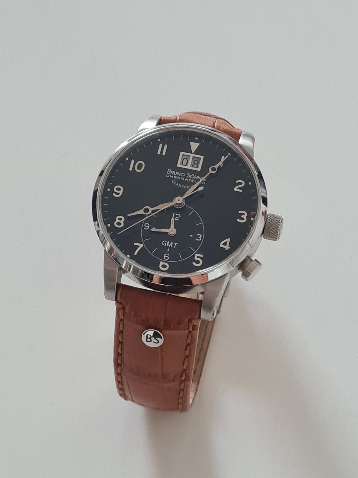 Bruno Söhnle Glashütte Polshorloge, Sieraden, Tassen en Uiterlijk, Leer, Staal, Polshorloge, Zo goed als nieuw