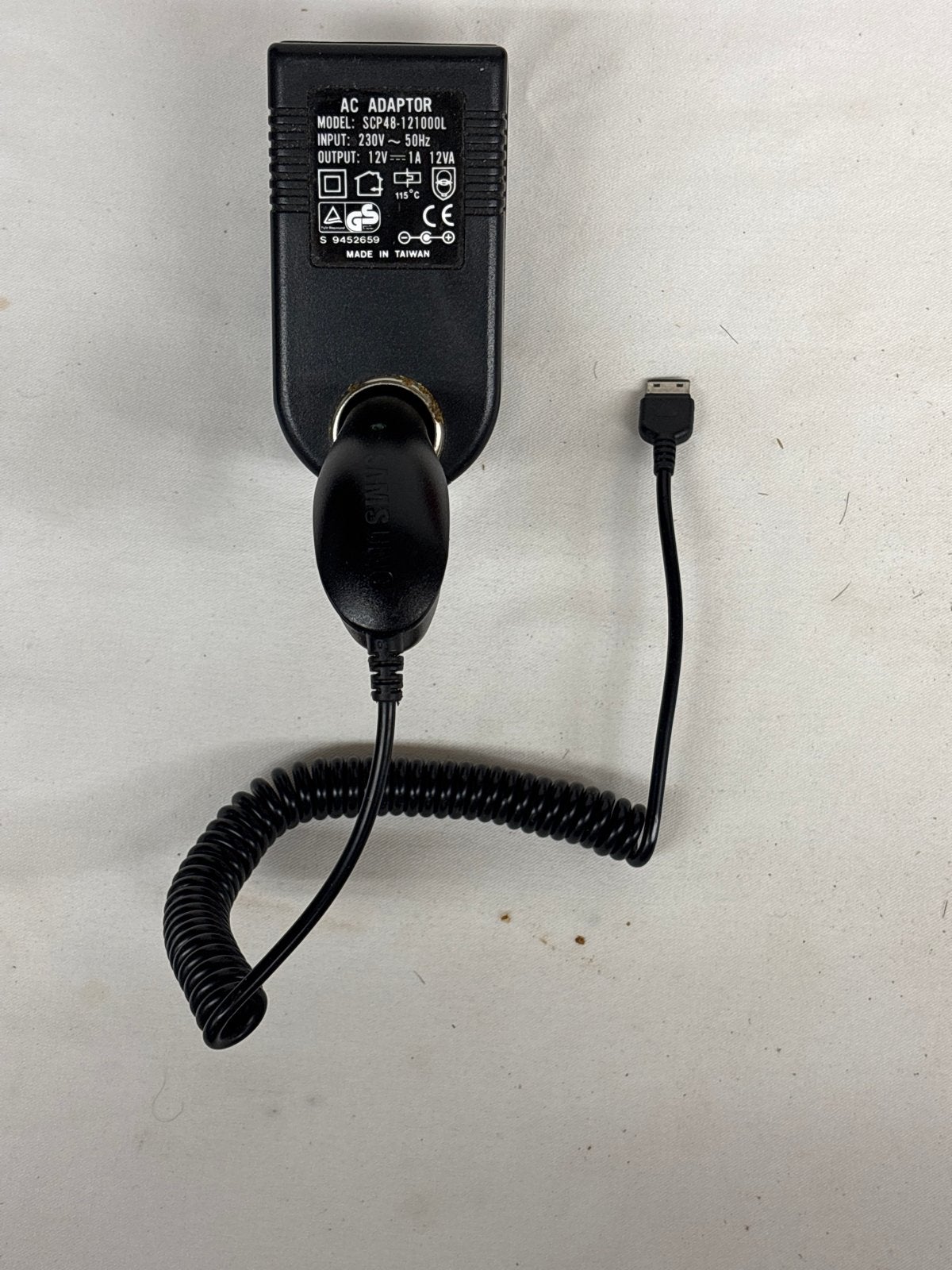 AC Adapter SCP48-121000L met Samsung autolader, Ophalen of Verzenden, Gebruikt, Samsung, Adapter