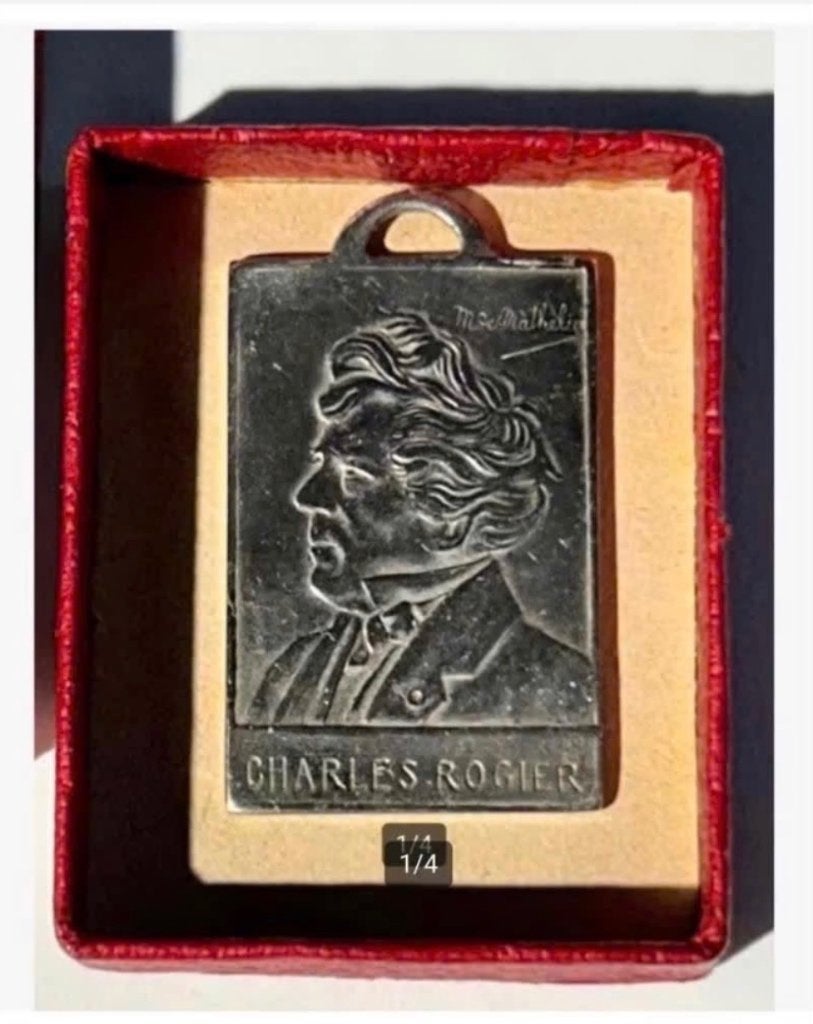 1905 Medaille Belgische Staatsman Charles Rogier 19e eeuw, Ophalen of Verzenden, Overige materialen