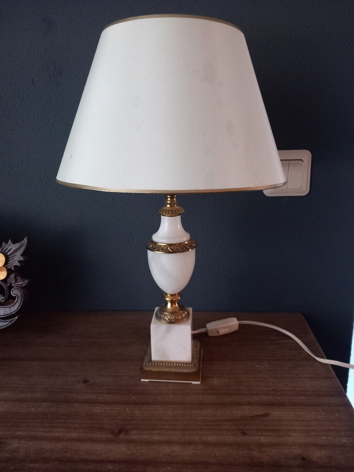 Vintage art deco stijl tafellamp marmeren voet met  messing., 48 cm, Ophalen of Verzenden, Zo goed als nieuw, Met kap