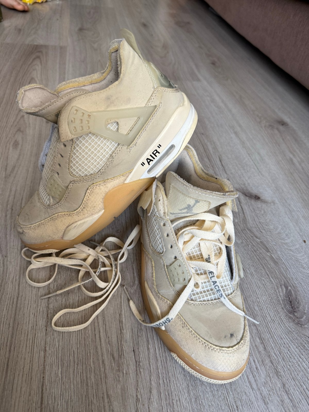 Jordan 4 Retro Off-White Sail, Ophalen of Verzenden, Gedragen, Beige, Sneakers of Gympen