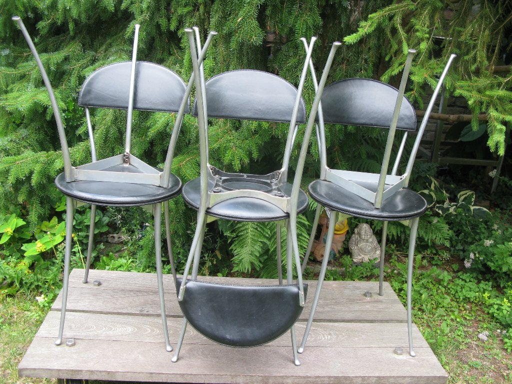 ENZO MARI "TONIETTA" 4 STOELEN + 2KRUKKEN TOPDESIGN, Ophalen, Stoel, Zwart, Gemerkt