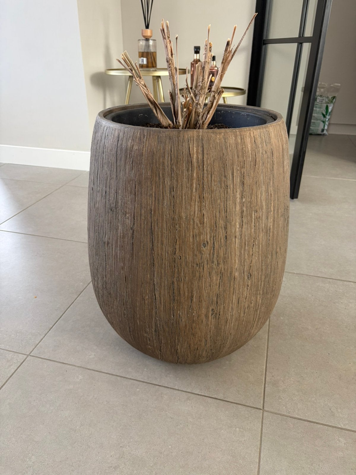 Plantenpot voor binnen bruin Intratuin, Ophalen, Steen, Rond, Zo goed als nieuw