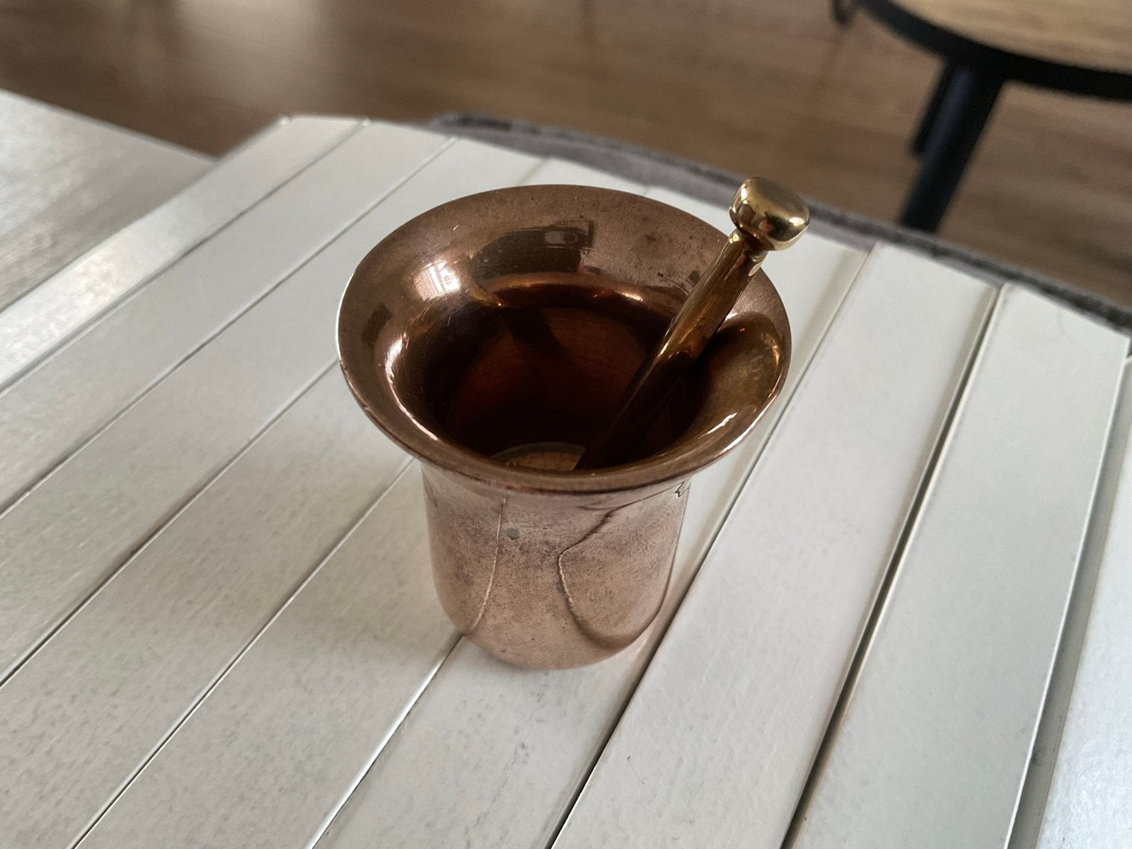 Koperen vijzel met stamper, Ophalen of Verzenden, Koper