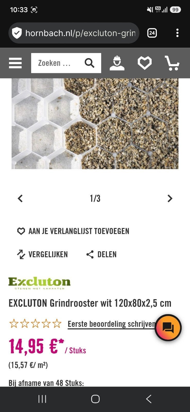 3x Excluton Grindrooster wit 120x80x2,5 cm, Ophalen, Nieuw, Wit, Overige typen