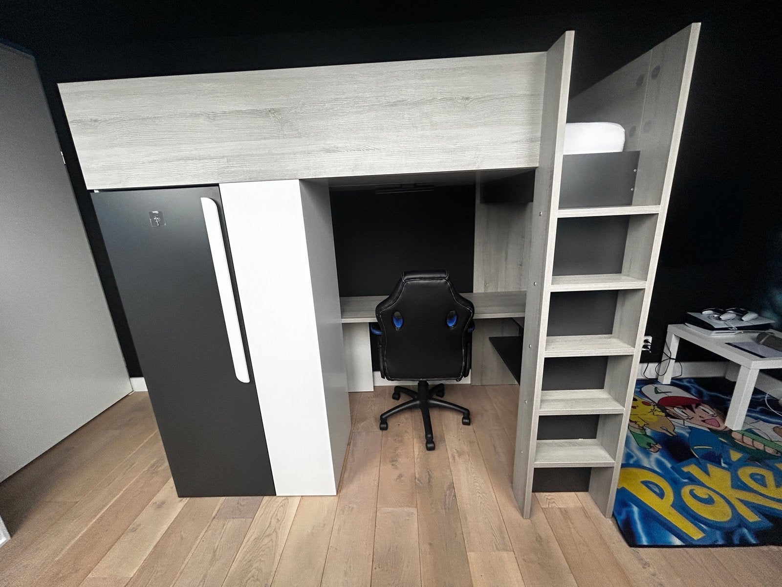 Hoogslaper Beau/Nicolas met bureau en kast, Ophalen, Hoogslaper, Eenpersoons, 200 cm