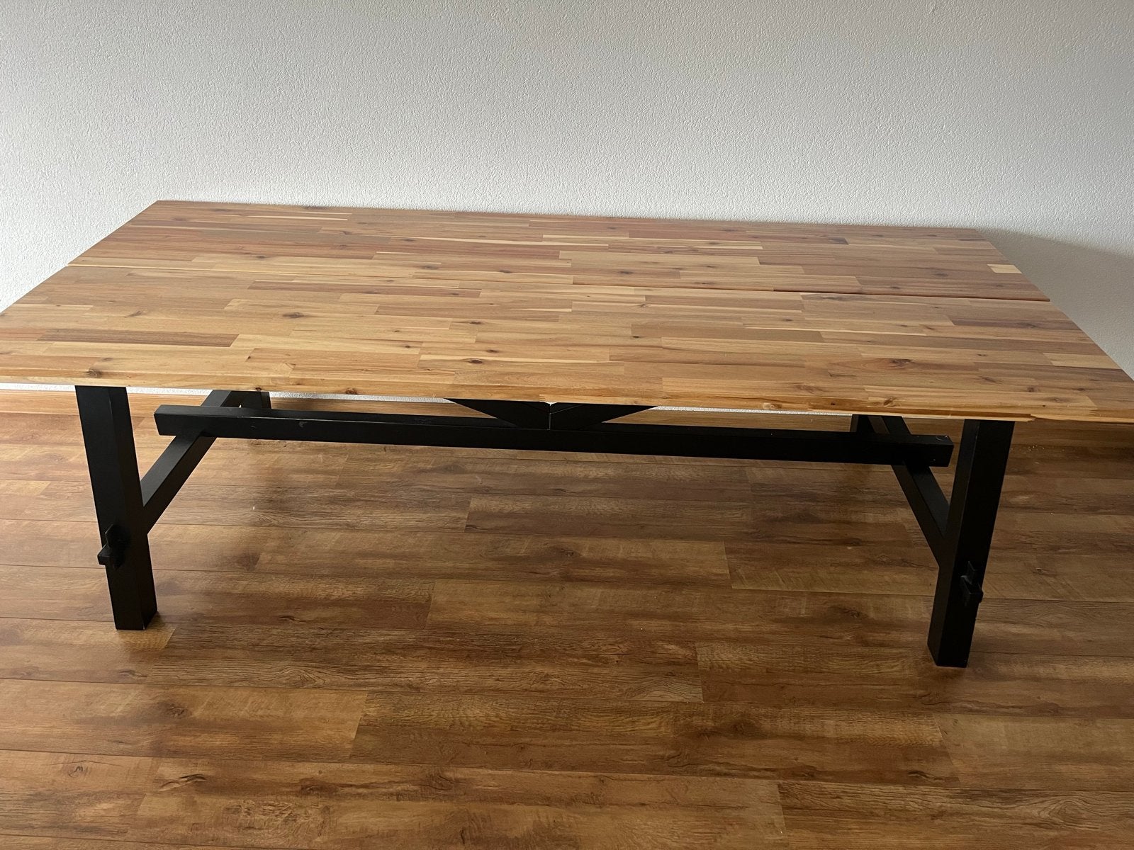 Prachtige massief houten eettafel - 235 x 100 cm, Ophalen, Gebruikt, 100 tot 150 cm, 200 cm of meer