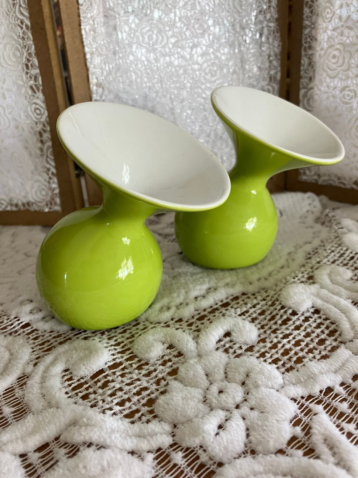 Twee kleine design vaasjes van asa uit Duitsland, Huis en Inrichting, Woonaccessoires | Vazen, Zo goed als nieuw, Groen, Minder dan 50 cm