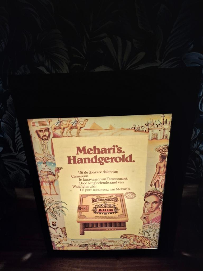 Vintage Mehari's Handgerold Lichtbak Reclame, Ophalen of Verzenden