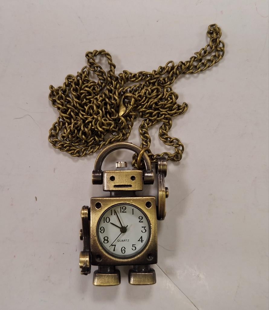 Nieuwe ketting horloge met robot, Ophalen of Verzenden, Staal, Overige merken