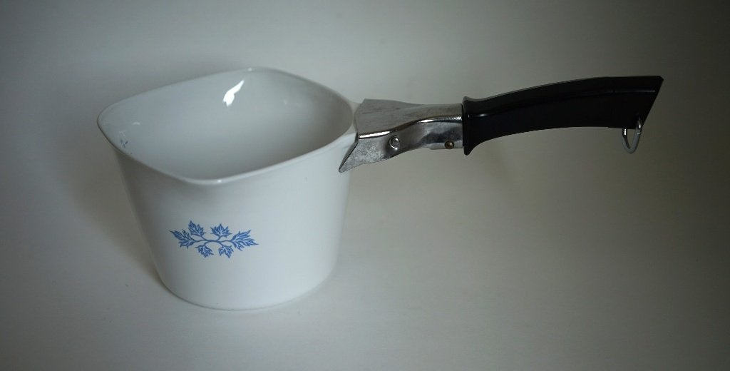 vintage pyroflam PA-20-B sauspan van glaskeramiek met greep, Gebruikt, Overige typen, Ophalen of Verzenden, Glas