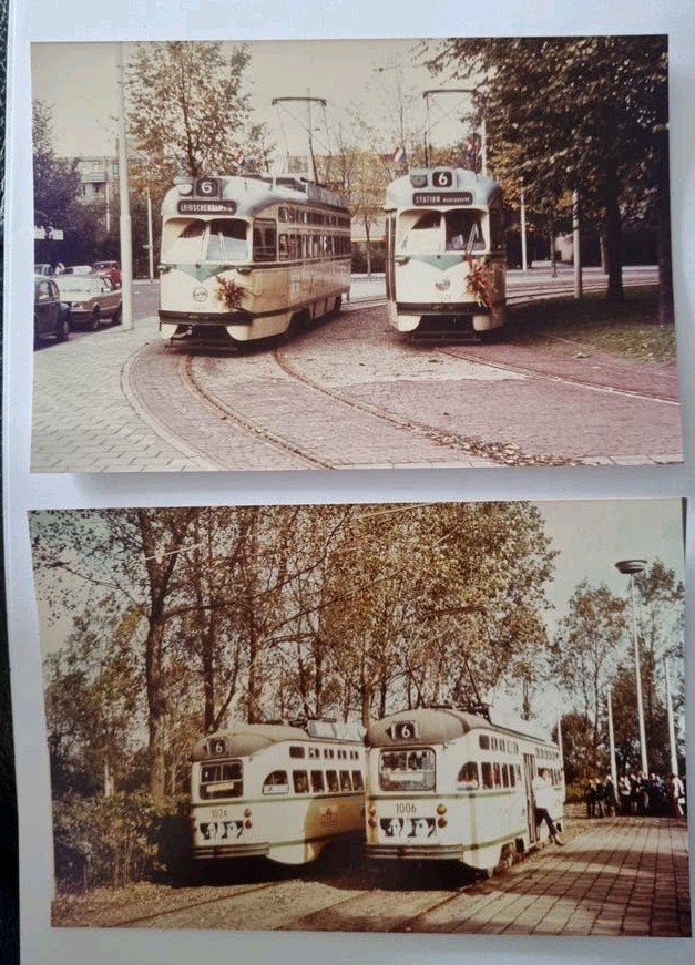 818)Vintage foto's van pcc trams Den Haag Castricumplein, Ophalen of Verzenden, Nieuw, Tram, Kaart of Prent