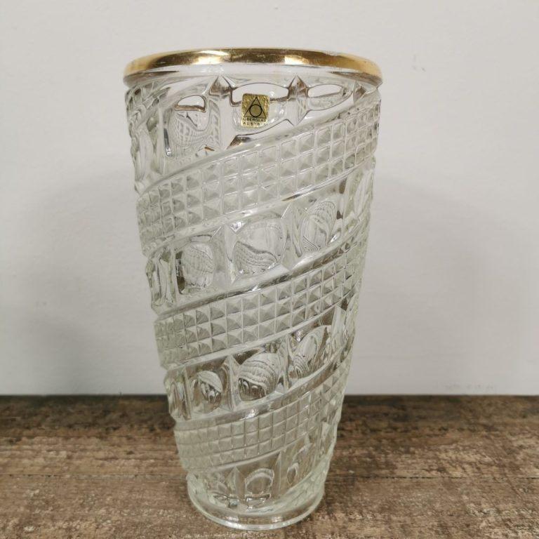 Vintage Regency Vaas, bloemenvaas, kristal, messing, Ophalen of Verzenden