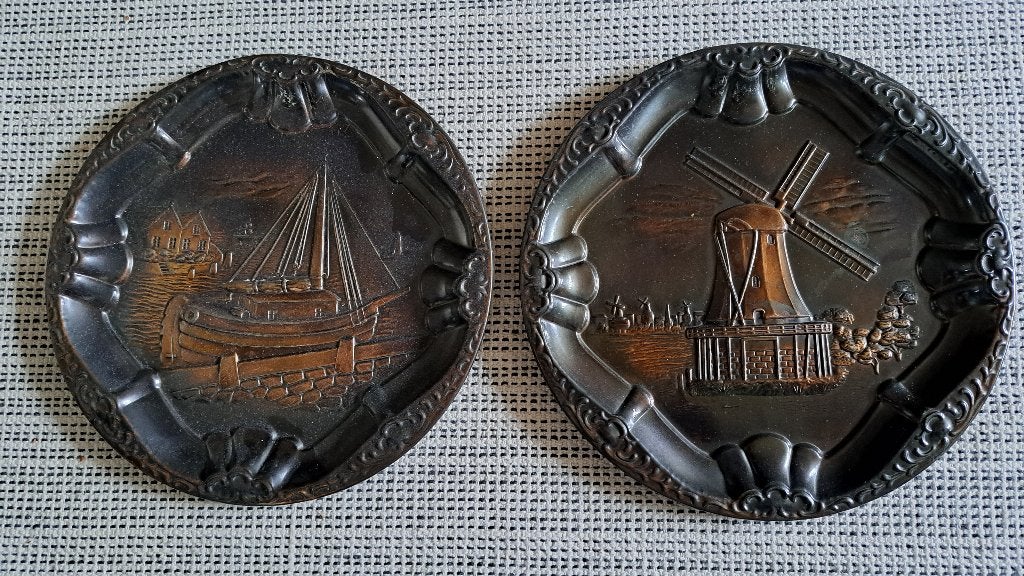 2x decoratie wandborden met een molen en een zeilboot, Ophalen