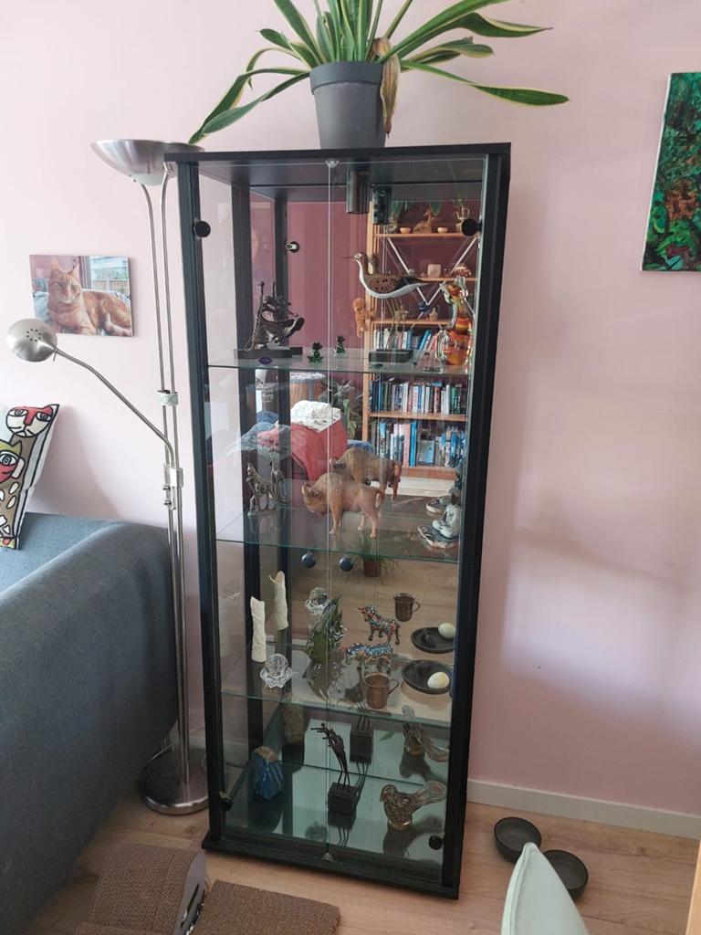 Glazen vitrinekast, Huis en Inrichting, Kasten | Vitrinekasten, Ophalen, 50 tot 100 cm, Glas, 150 tot 200 cm