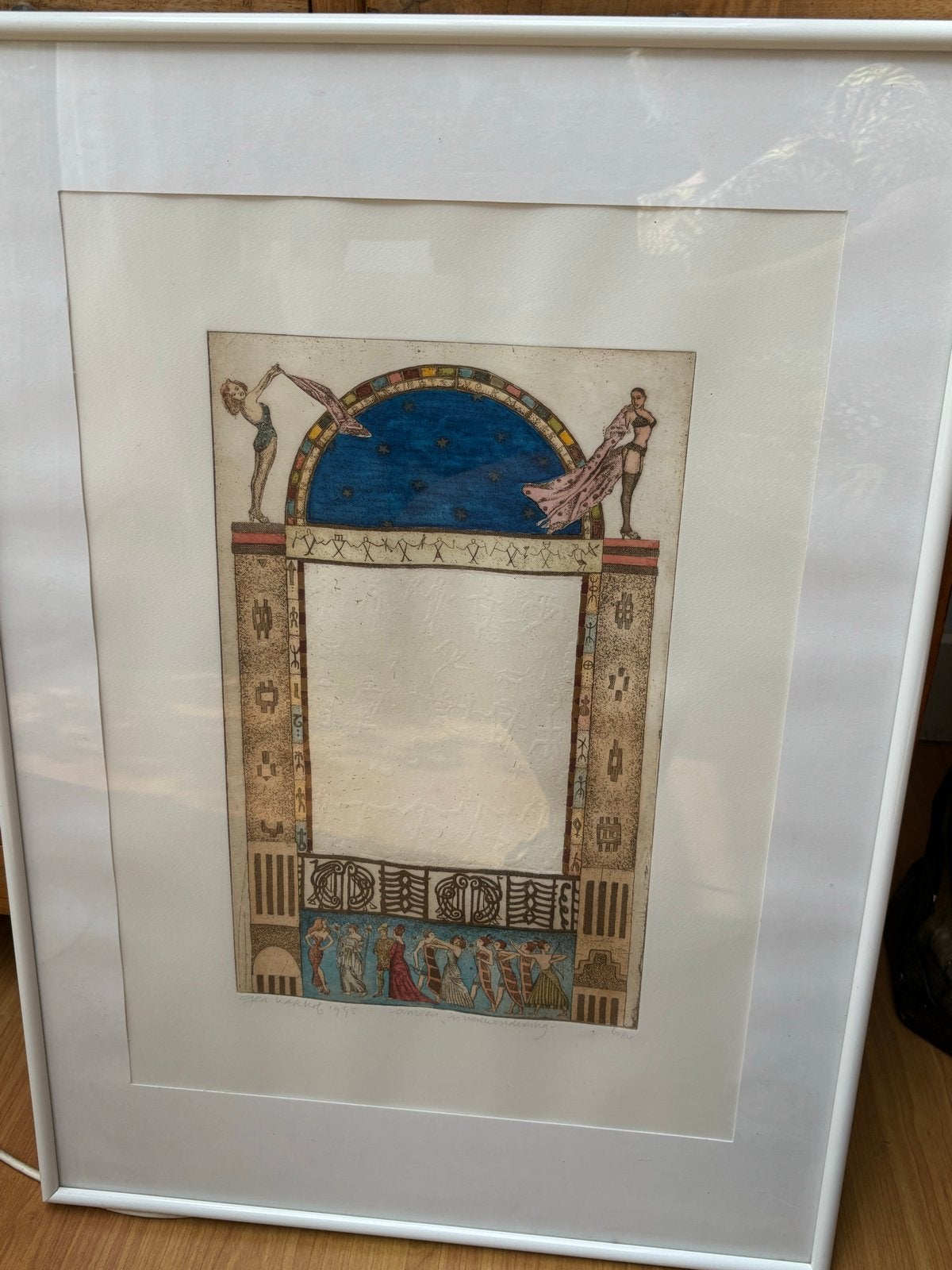 Grafiek Gea Karhof - Omzien in verwondering (1985), Antiek en Kunst, Kunst | Etsen en Gravures, Overige technieken, Gesigneerd
