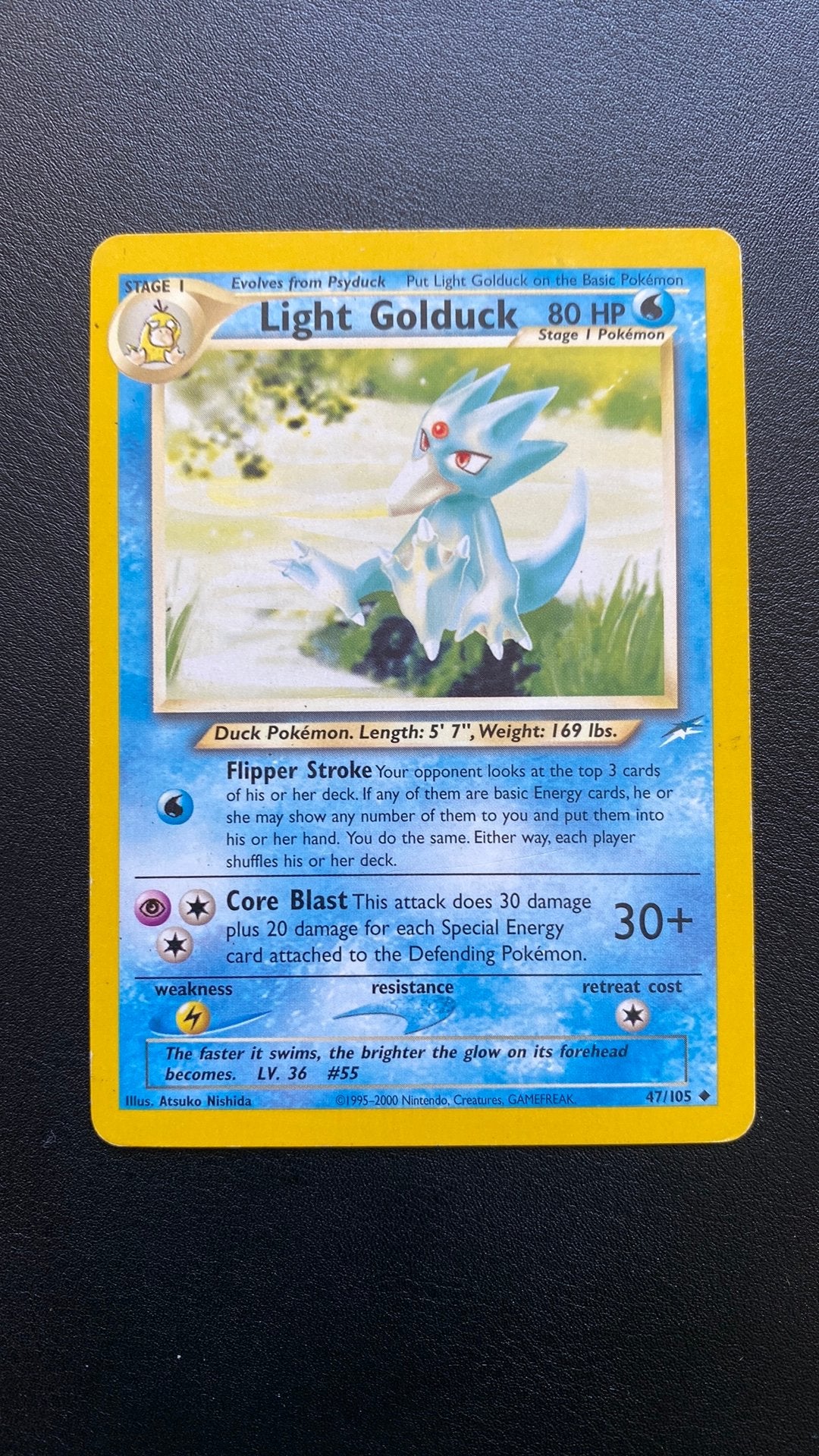 Pokemon light golduck 47/105 neo destiny, Ophalen of Verzenden, Gebruikt, Losse kaart
