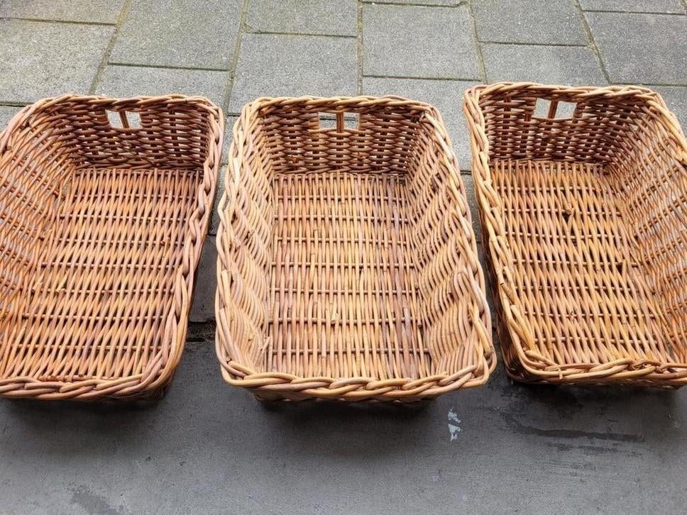 Set van 3 rieten manden, zo goed als nieuw, Ophalen, Mand, Zo goed als nieuw, Riet