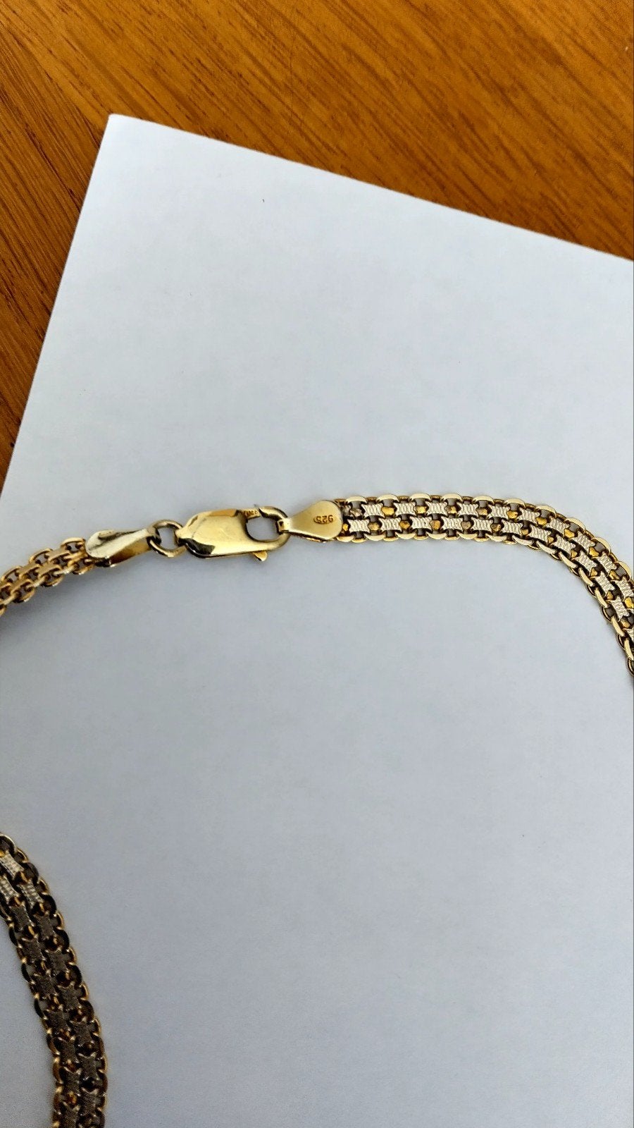 Bicolor gouden  zilver halsketting gemerkt zie foto,s, Ophalen of Verzenden, Zo goed als nieuw, Goud, Goud