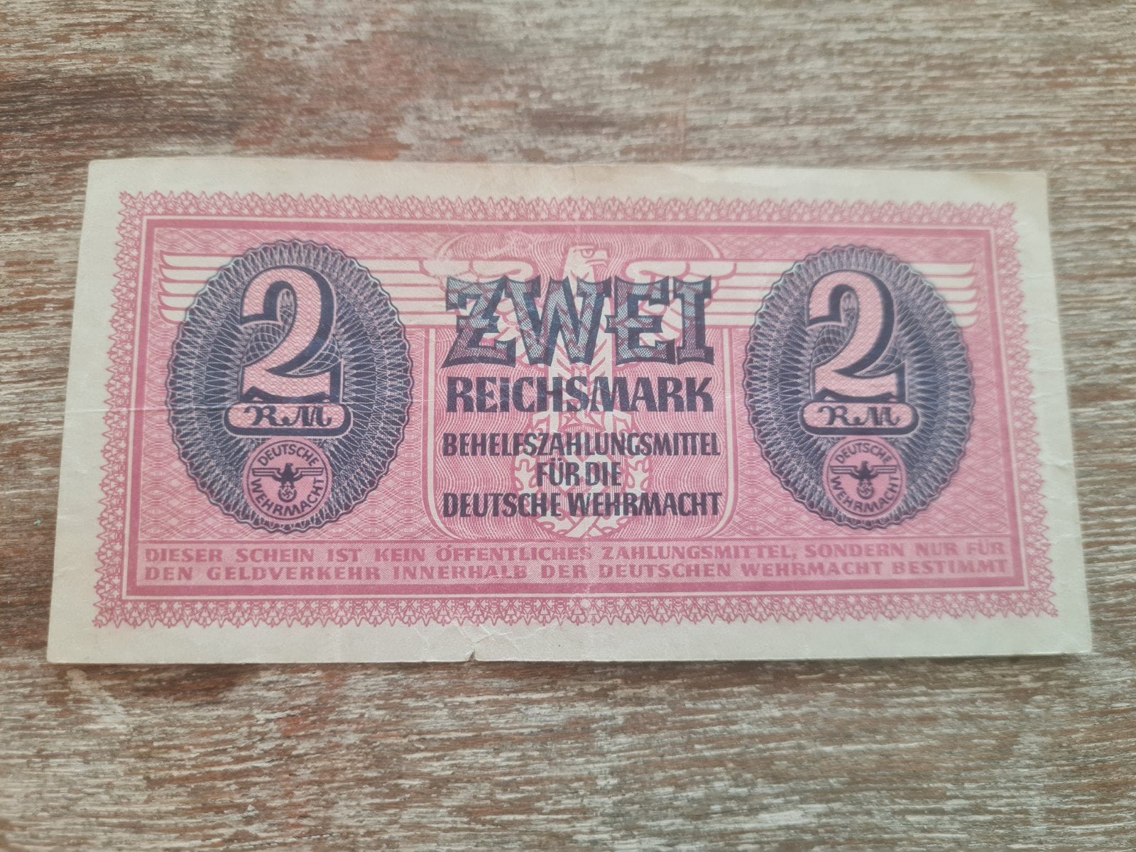 Biljet 2 Reichsmark Wehrmacht Tweede Wereldoorlog, Ophalen of Verzenden, Duitsland
