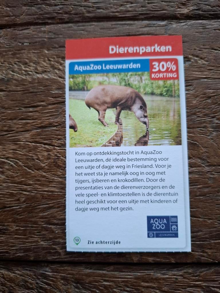AquaZoo Leeuwarden 30% korting, Drie personen of meer, Kortingskaart