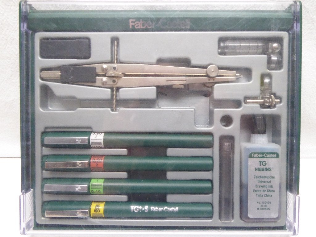 Vintage set Faber-Castell precisiepennen + Rotring passer, Ophalen of Verzenden, Zo goed als nieuw