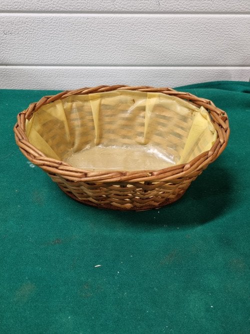 Mand riet met plastic binnen zijde vintage, Ophalen of Verzenden, 'T Olde Gre-j, Info@toldegrej.nl, Endepoelstraat 20f Didam