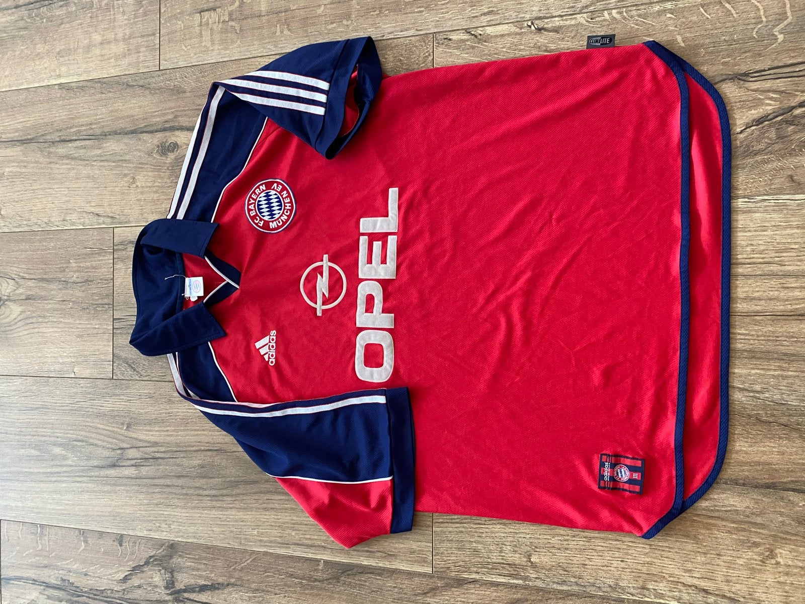 Vintage Bayern München Thuisshirt Adidas Opel Maat XL, Maat 56/58 (XL), Ophalen of Verzenden, Voetbal, Gedragen